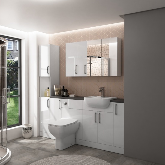 Oliver 1900 Fitted Furniture Shower Suite: Combination Vanity Unit, Tall Boy, Toilet & Mirror Cabinet with 900 Quad Shower Enclosure Extra Product Image For Oliver Suite Fitted Furniture Suite Combination 4