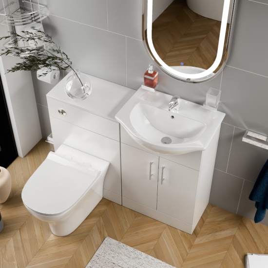 Kiana 1050 White Vanity Unit and BTW Toilet