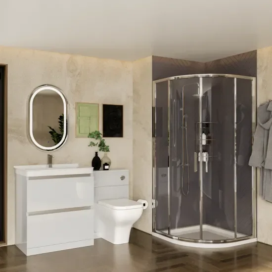 Ashford 800 Grey Basin Unit BTW Toilet Quad Shower