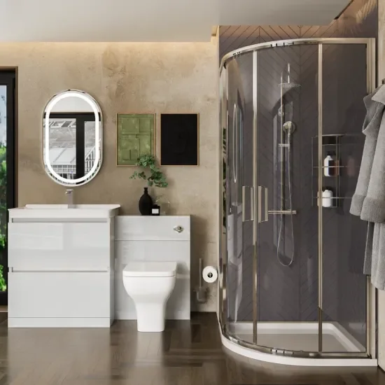 Ashford 800 Grey Basin Unit BTW Toilet Quad Shower