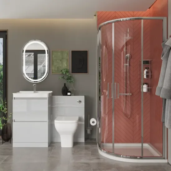 Ashford 600 Grey Basin Unit BTW Toilet Quad Shower