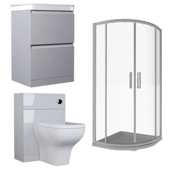 Ashford 600 Grey Basin Unit BTW Toilet Quad Shower Ashford 600 Grey Basin Unit BTW Toilet Quad Shower