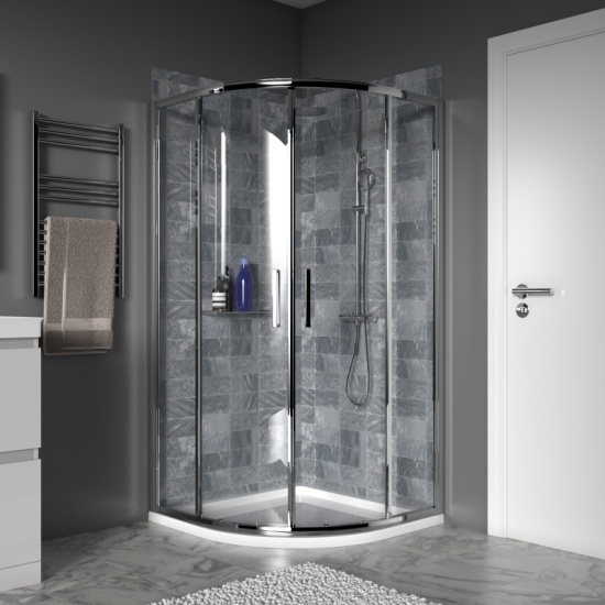 Quadrant Shower Enclosure with chrome finish Chrome quadrant shower cubicle