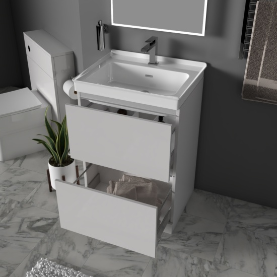 Freestanding Bathroom Vanity Unit with 2 draws  Bathroom Vanity Unit with Basin and Draws