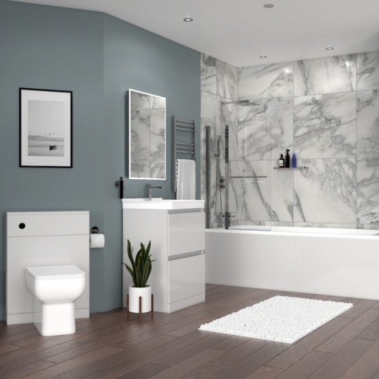 Ashford 600 Grey Bath Suite Basin Unit BTW Toilet