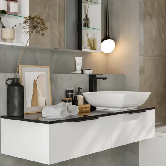 Product Image for Jivana Straight Bath Suite: White Vanity, Toilet, Standard Bath 7