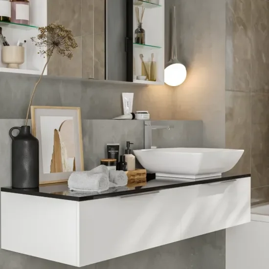 Product Image for Jivana Straight Bath Suite: White Vanity, Toilet, Standard Bath 8