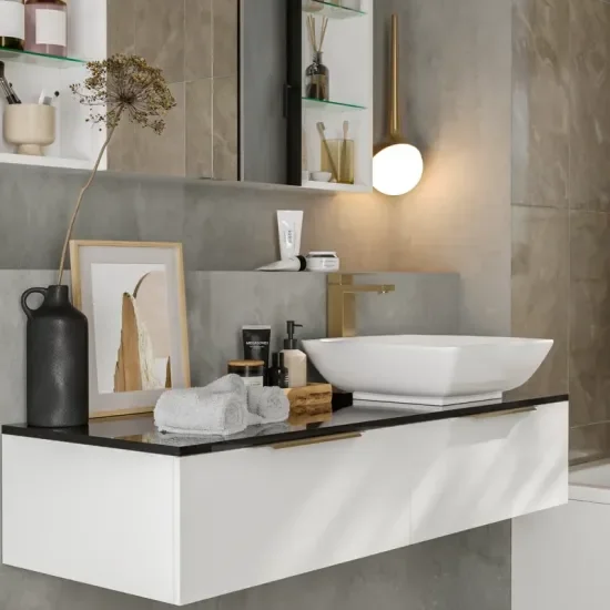 Product Image for Jivana Straight Bath Suite: White Vanity, Toilet, Standard Bath 9