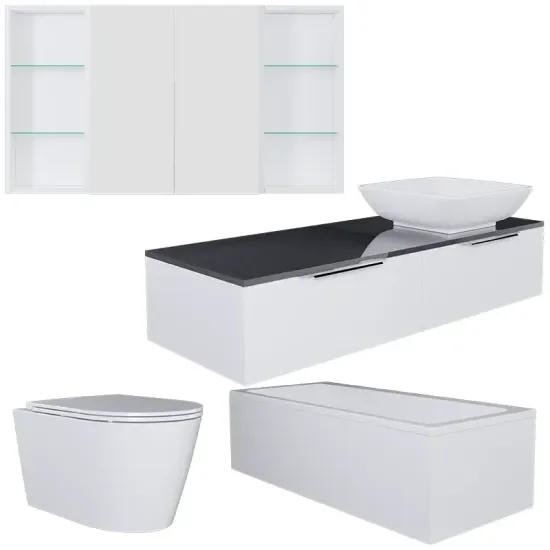 Product Image for Jivana Straight Bath Suite: White Vanity, Toilet, Standard Bath 13