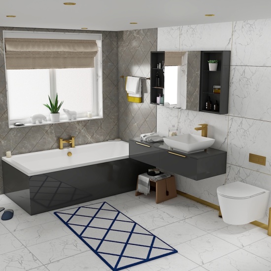 Jivana Suite Straight 1700 Bath 1200 Grey Vanity Wall Hung Toilet