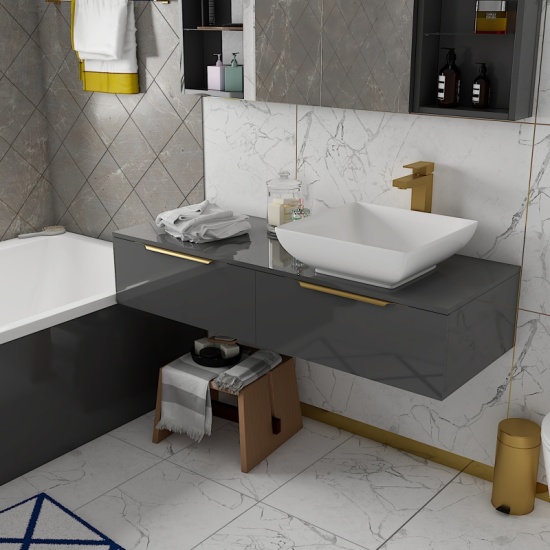 Jivana Suite Straight 1700 Bath 1200 Grey Vanity Wall Hung Toilet