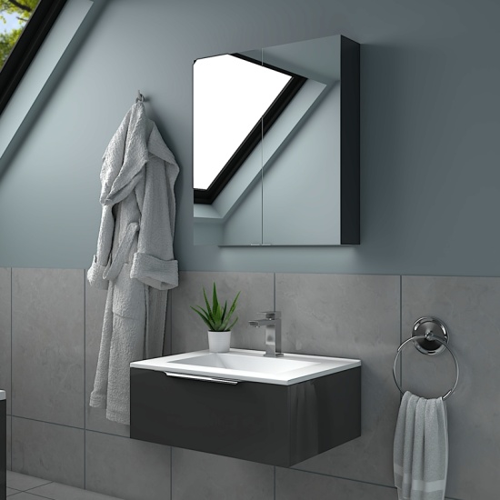 Jivana Straight Bath Suite with 600 Grey Vanity & Toilet Jivana Suite Straight Bath 600 Grey Basin Unit Back to wall Toilet