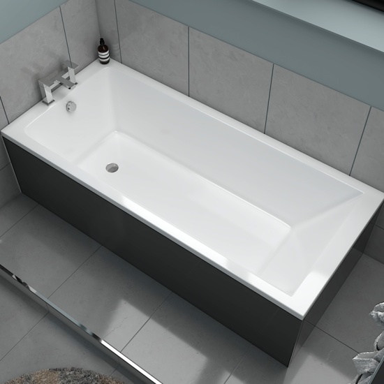 Galaxy Whirlpool Bath: 1700 x 700, 6 or 14 Jets, Single Ended, Optional Airspa, Tap, Panel & Waste Extra Product Image For Jivana Suite Straight Bath Grey Basin Unit Back To Wall Toilet 1