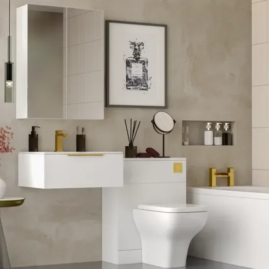 Product Image for Jivana Straight Bath Suite with 600 White Vanity and Toilet 6