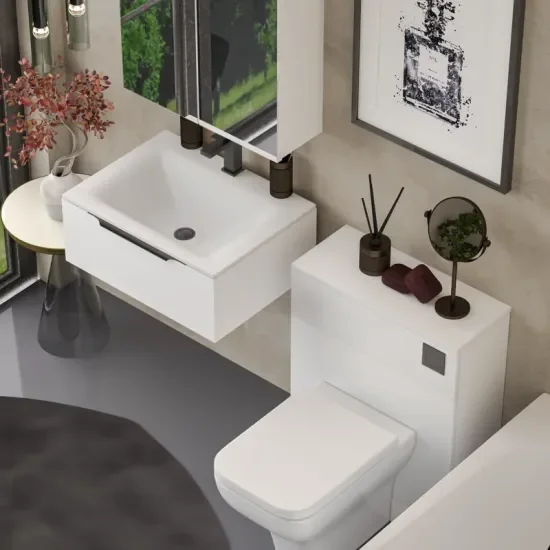 Product Image for Jivana Straight Bath Suite with 600 White Vanity and Toilet 7