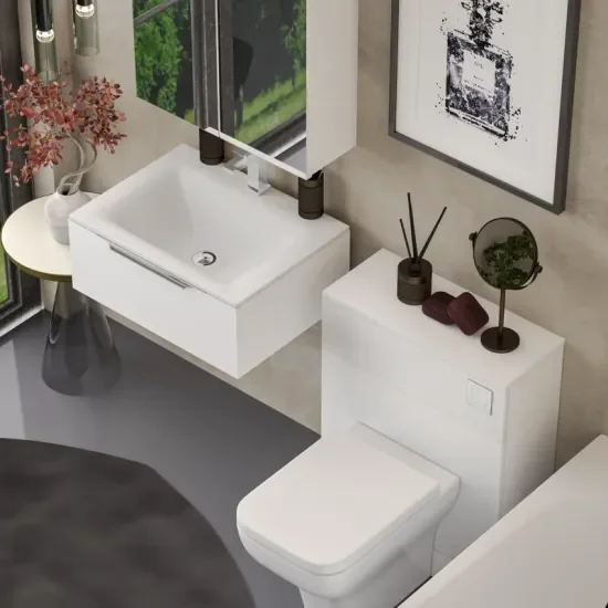 Product Image for Jivana Straight Bath Suite with 600 White Vanity and Toilet 8