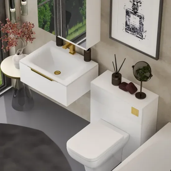 Product Image for Jivana Straight Bath Suite with 600 White Vanity and Toilet 9
