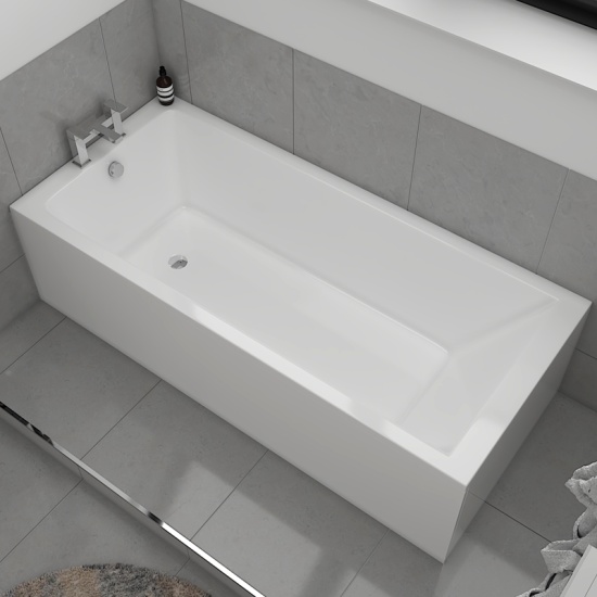 Jivana Straight Bath Suite with 600 White Vanity & Toilet Extra Product Image For Jivana Suite Straight Bath White Sink Unit Back To Wall Toilet 1