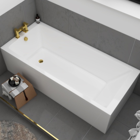 Jivana Straight Bath Suite with 600 White Vanity & Toilet Jivana Suite Straight Bath 600 White Sink Unit Back To Wall Toilet