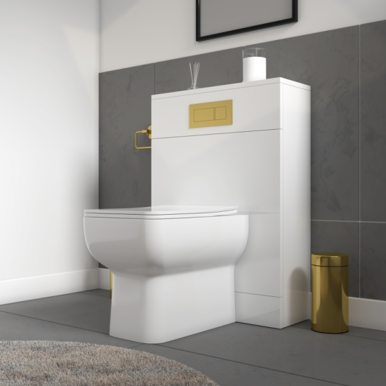 Jivana Straight Bath Suite with 600 White Vanity & Toilet Jivana Suite Straight Bath 600 White Sink Unit Back To Wall Toilet
