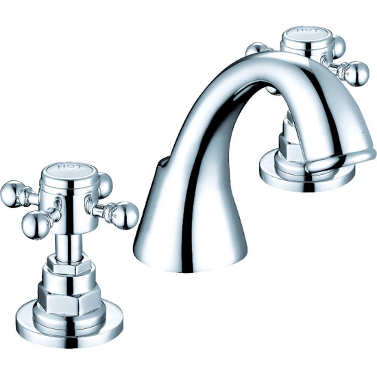 Chester Traditional 3 Hole Basin Mixer Tap, Crosshead Handles Extra Product Image For Chester Crosshead Tap Hole Basin Mixer Tap 1
