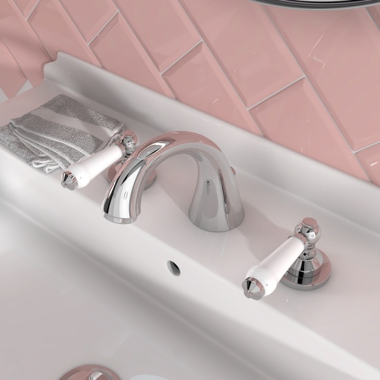 Clarice Traditional Chrome 3 Hole Mixer Tap Lever