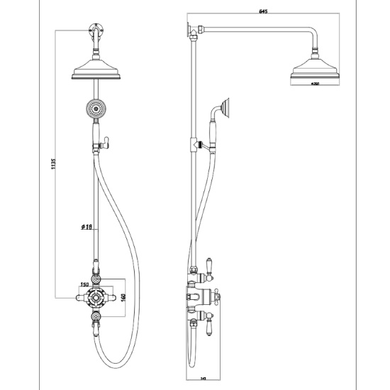 Extra Product Image For Wye Trad Round Shower Kit Drawing 1