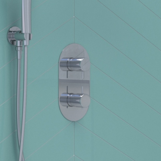 Extra Product Image For Tweed Round Chrome Thermostatic Shower Valve Dual 1