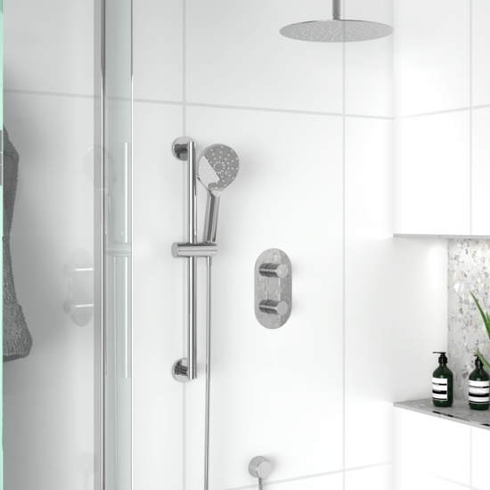 Tweed Round Chrome Thermostatic Shower Valve Dual