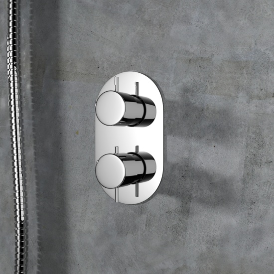 Tweed Round Chrome Thermostatic Shower Valve Dual