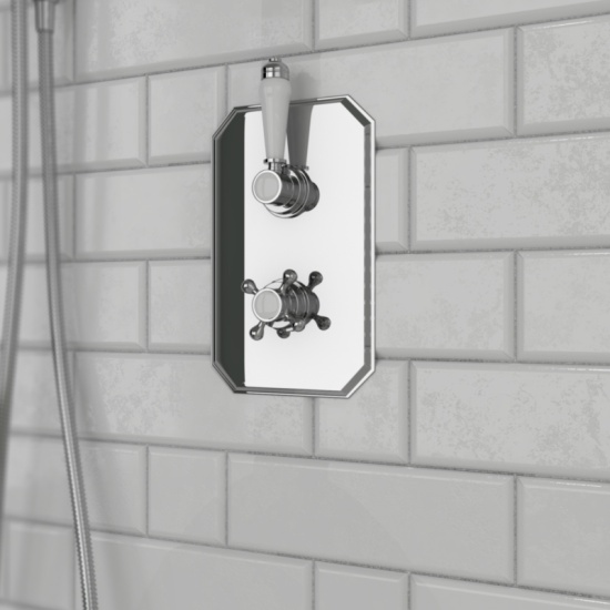 Carmel Traditional Chrome Thermostatic Shower Valve Dual