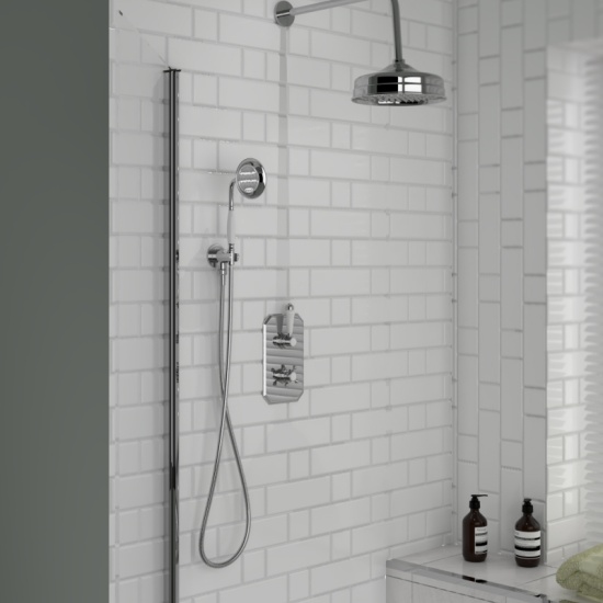 Carmel Traditional Chrome Thermostatic Shower Valve Dual