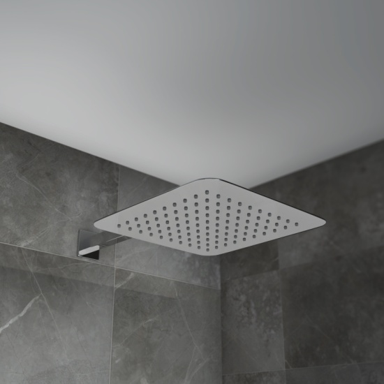 Product image for Ribble Square 250mm Overhead Shower with Wall Arm