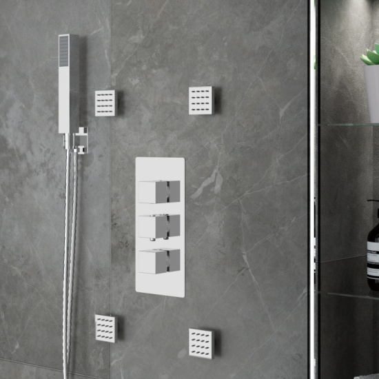 Ribble 3 Outlet Shower Set with Vertical Shower Head, Hand Shower, Bath Filler or Body Jets Product Image for Ribble 3 Outlet Shower Set with Vertical Shower Head, Hand Shower, Bath Filler or Body Jets