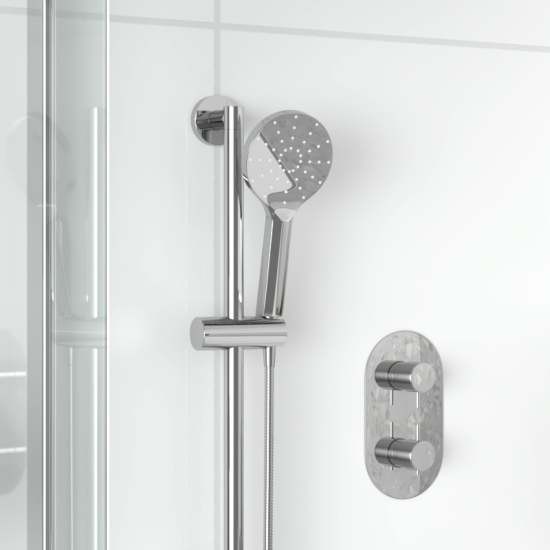 Tweed 2 Outlet Ceiling Shower Set Head Handset Slider