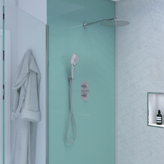 Tweed 2 Outlet Wall Shower Set Head Handset Bracket