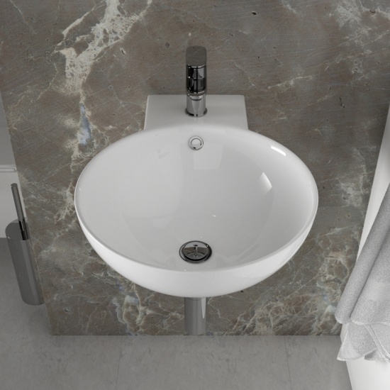 Tesla Round Wash Basin with Chrome Tap