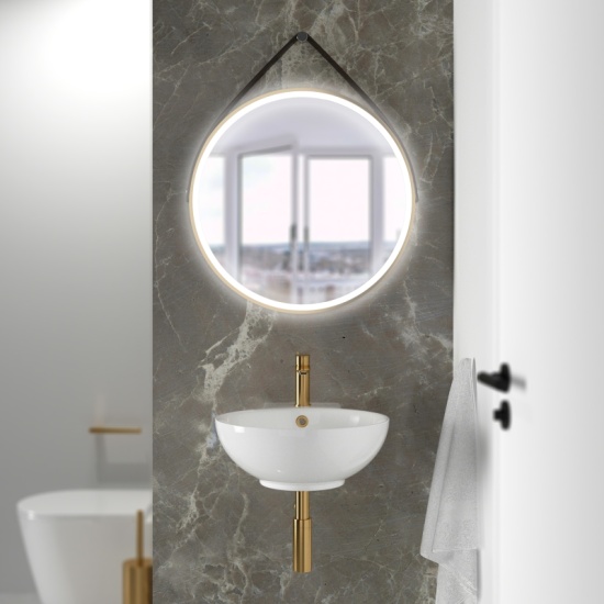 Tesla Wall Hung 410mm Round Wash Basin with Optional Gold Tap Tesla Round Wash Basin with Gold Tap