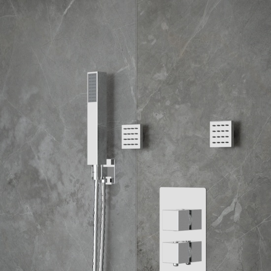 Ribble 3 Outlet Shower Set with Shower Head (Wall Mounted), Handset, Bath Filler or Body Jets Product Image for Ribble 3 Outlet Shower Set with Shower Head (Wall Mounted), Handset, Bath Filler or Body Jets