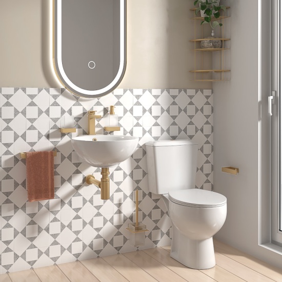 Tesla Wall Hung Basin and Toilet Set with Optional Gold Tap Extra Product Image For Tesla Wall Hung Basin And Toilet Niagra Taps 2