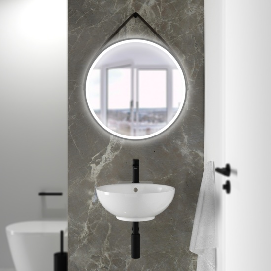 Tesla Wall Hung 410mm Round Wash Basin with Optional Black Tap Extra Product Image For Tesla Wall Hung Basin And Toilet Niagra Taps 2