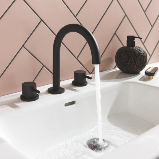 3 Hole Basin Mixer Tap with matt black finish