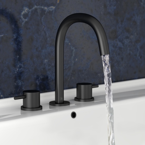 JTP Vos Matt Black 3 Hole Basin Mixer Tap