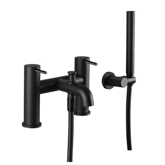 JTP Vos Matt Black Shower Bath Mixer Tap with Handset