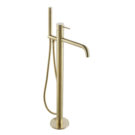JTP Vos Brushed Gold Floor Standing Shower Bath Mixer Tap with Handset