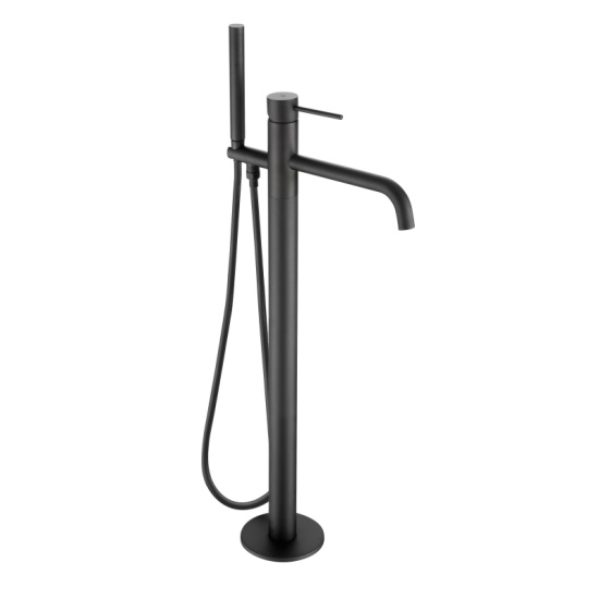 JTP Vos Matt Black Floor Standing Shower Bath Mixer Tap with Handset