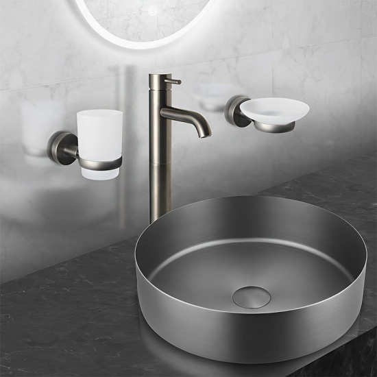JTP Vos Brushed Black Tall Basin Mixer Tap