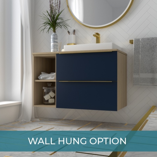 Alani 900 Navy Blue Vanity Unit with Storage Alani 900 Navy Blue Vanity Unit with Storage