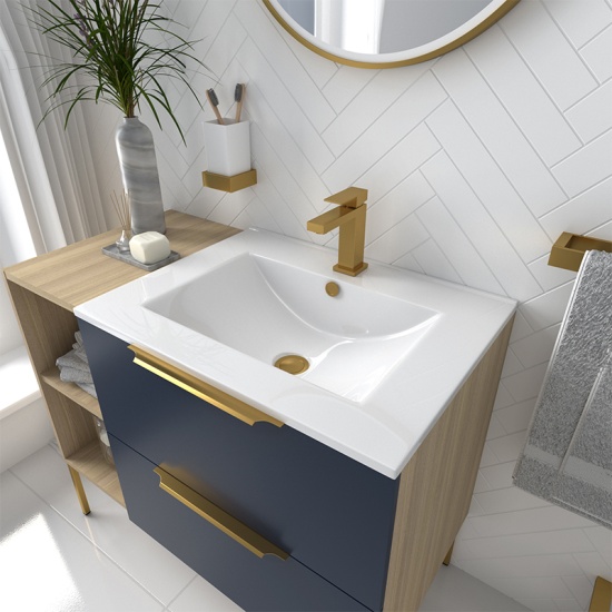 Alani 900 Navy Blue Sink Cabinet and Storage