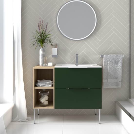 Alani 900 Green Sink Cabinet and Storage